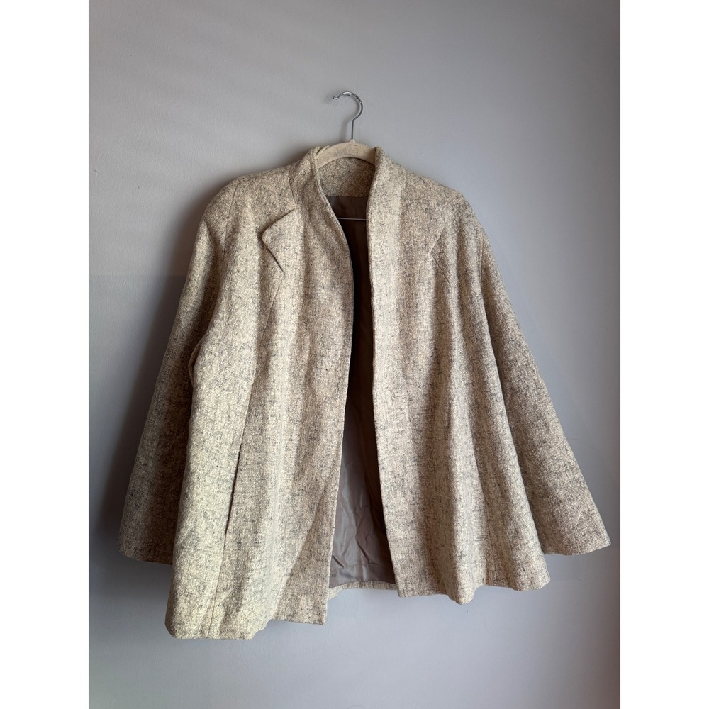 Vintage Bromleigh New York Oatmeal Boucle Swing Coat Flared Jacket Neutral